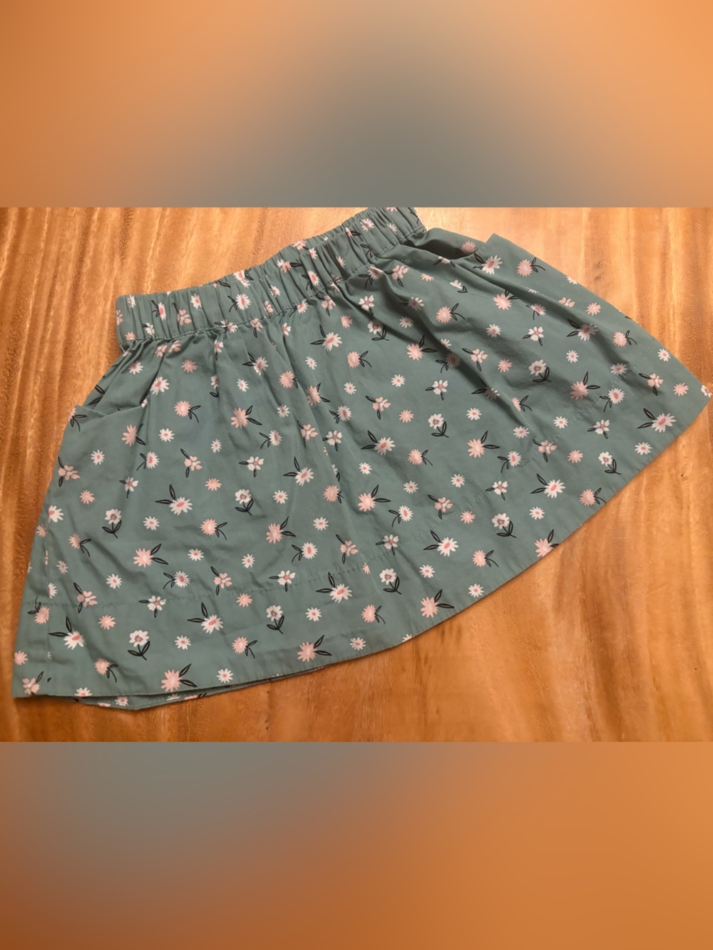 SEED 2T Floral Elastic-Waist Skirt in Sage Green